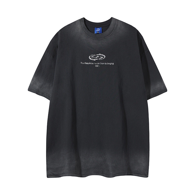 Camisas Retros short sleeve t-shirt wash gradual change loose