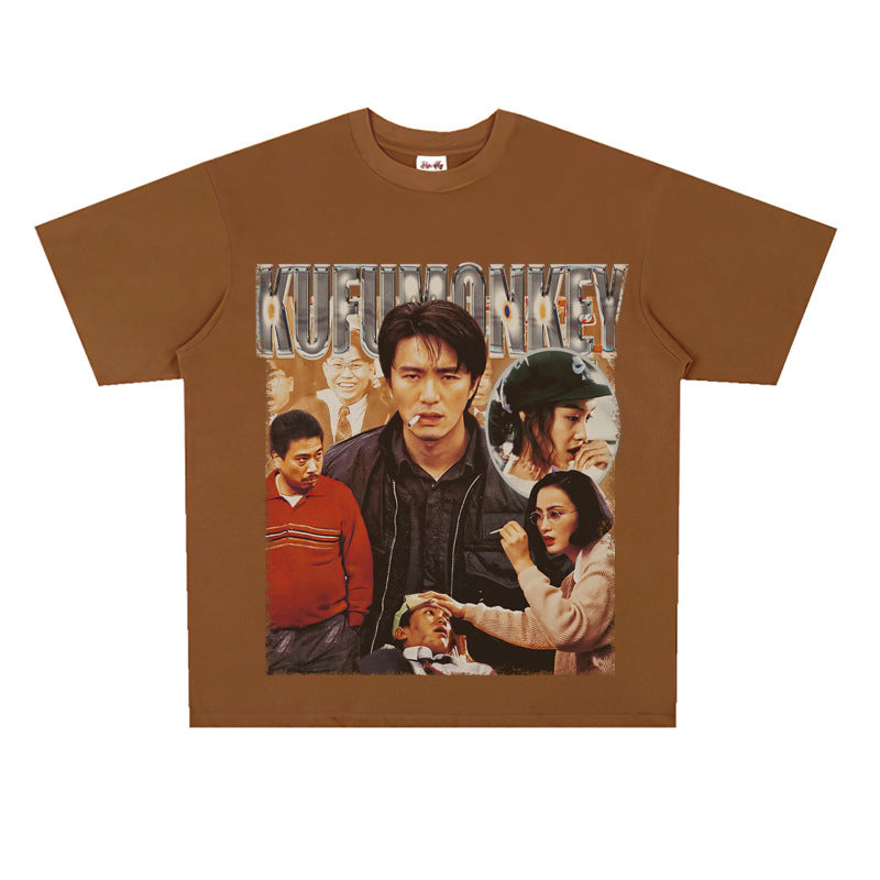 Film Star T Shirt Classic Movie Fight Back to School Cotton Short Sleeve Loose round Neck Retro T-shirt