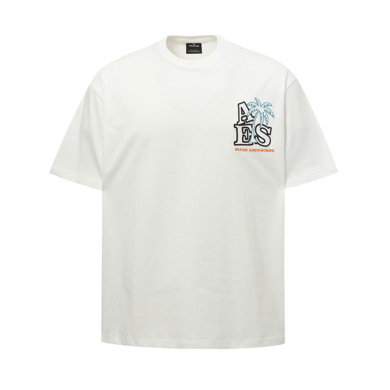 Hip Hop Shirts For Boys Letter Embroidered Short Sleeve T-Shirt Loose Casual Short Sleeve Top