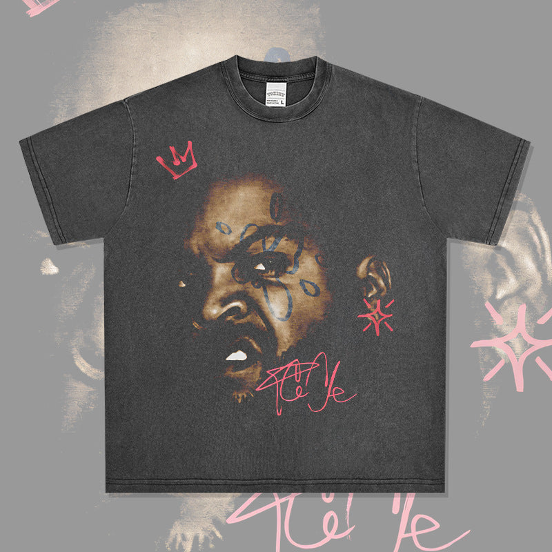 Streetwear masculino vintage hip hop Ice Cube print short sleeve t-shirt