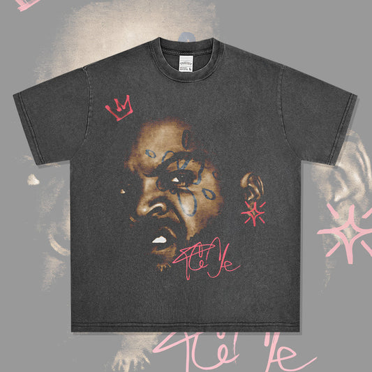 Streetwear masculino vintage hip hop Ice Cube print short sleeve t-shirt