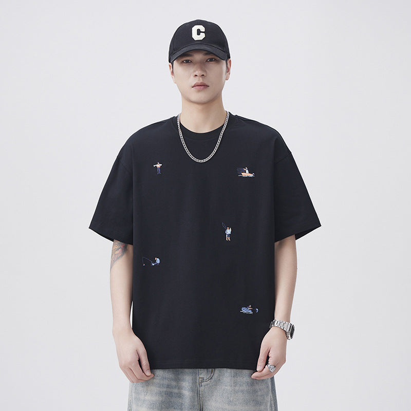 Men T-shirts Summer Loose Half-Sleeve Bottom Shirt