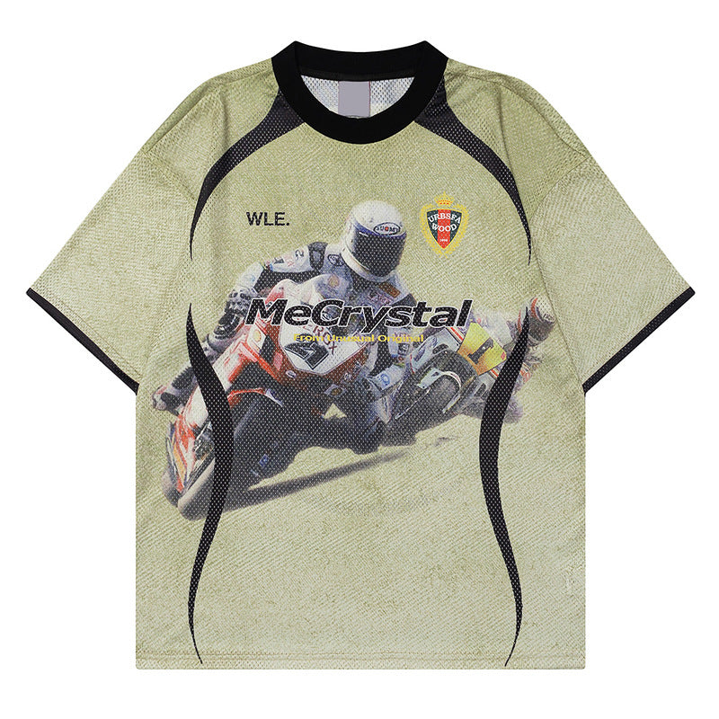 Racing oversized t shirt retro racing college jersey short sleeve t-shirt