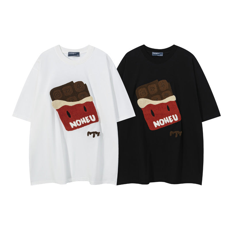 Vice streetwear Vintage Chocolate Crew Neck Short Sleeve T-Shirt Summer T-Shirts