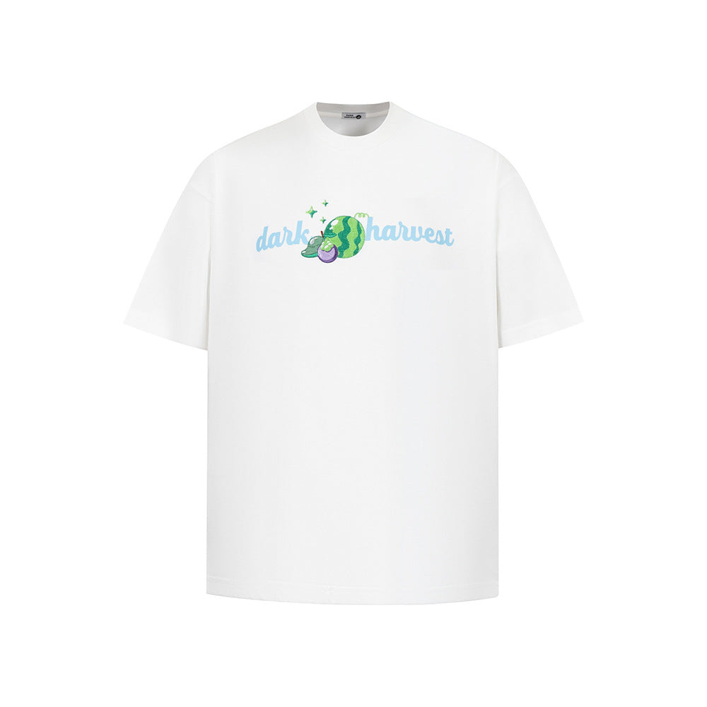 Nostalgia T Shirts Vintage Floral Embroidery Letter Print Short Sleeve T-Shirt