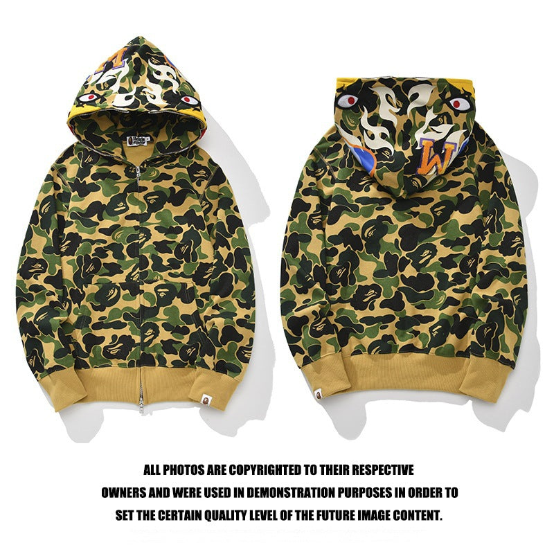 Ape Hoodie Joint S24 Falcon Full Zip Camouflage Loose Hooded Sweater