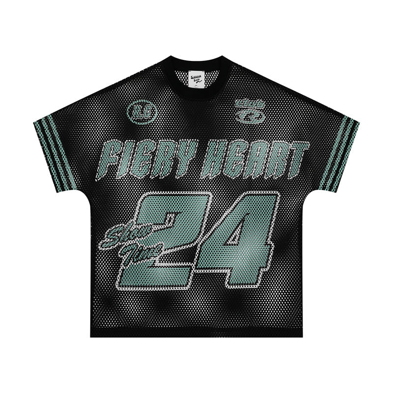 Hip Hop Shirts For Boys Hollow Alphabet Print Short Sleeve Jersey T-Shirt