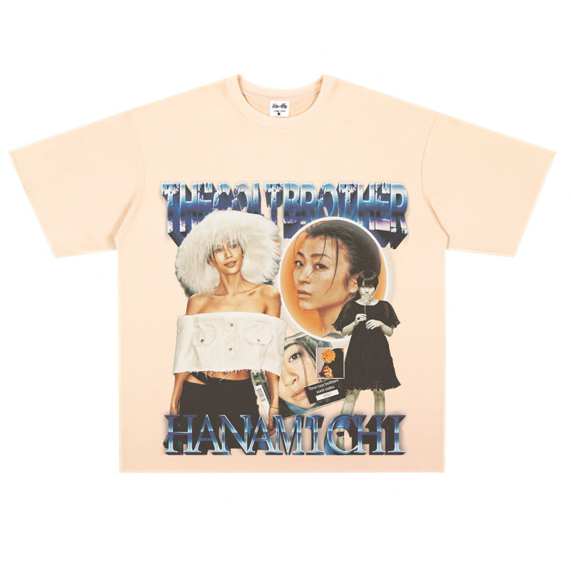 Film Star T Shirt Loose Heavy Retro Street T-shirt Men and Women