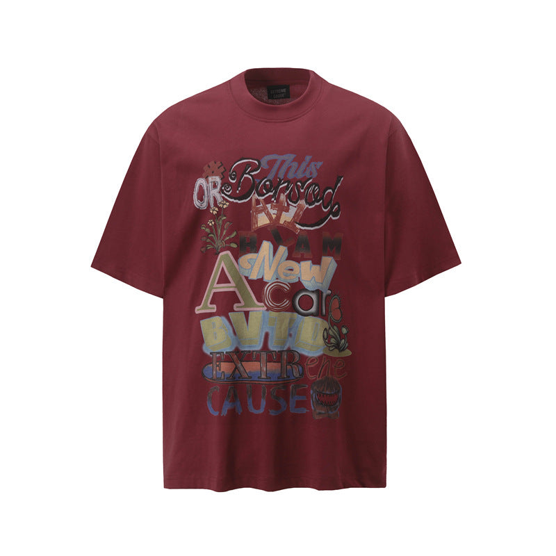 Camisas Retros Summer Short Sleeve Casual Cotton T-Shirt