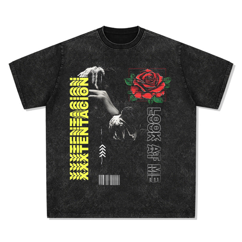 Cool t rapper xxx tentacion print short sleeve t-shirt vintage loose top
