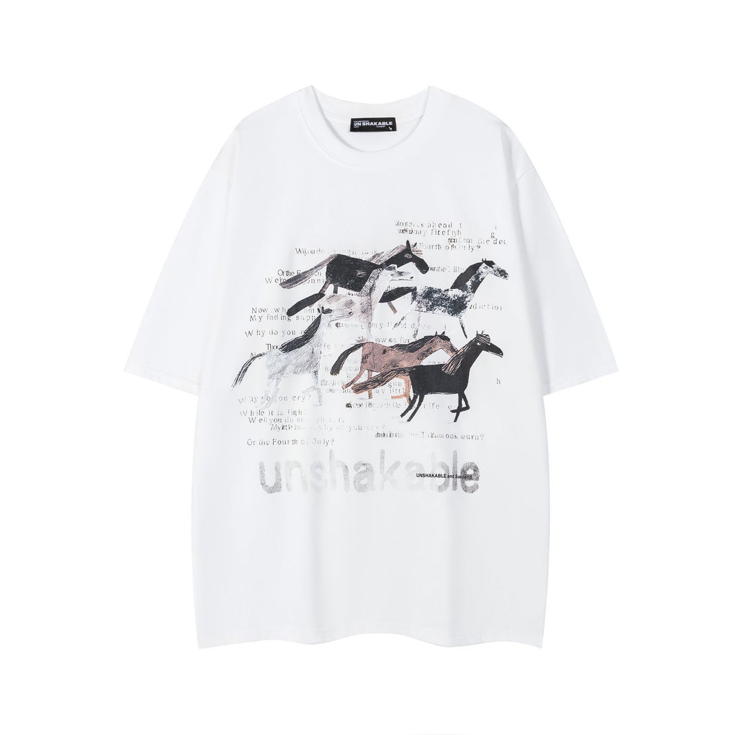 Distorted vintage short-sleeved t-shirt summer oversize casual top
