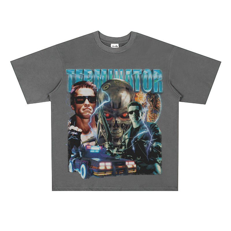 Film Star T Shirt Movie Terminator Poster Print Personalized Cotton Short Sleeve Loose round Neck T-shirt
