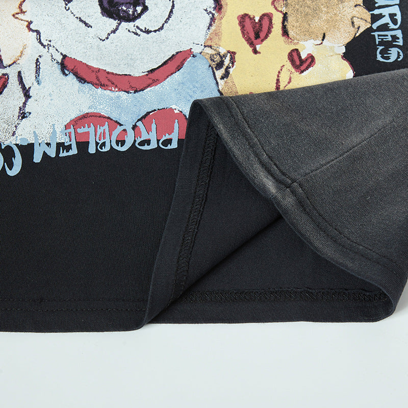 Nyc T Shirt Dog Print Short Sleeve T-Shirt Summer Loose Casual Top