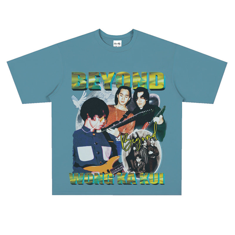 Film Star T Shirt Rock beyond Band Printed Loose Retro Cotton T-shirt for Men and Women