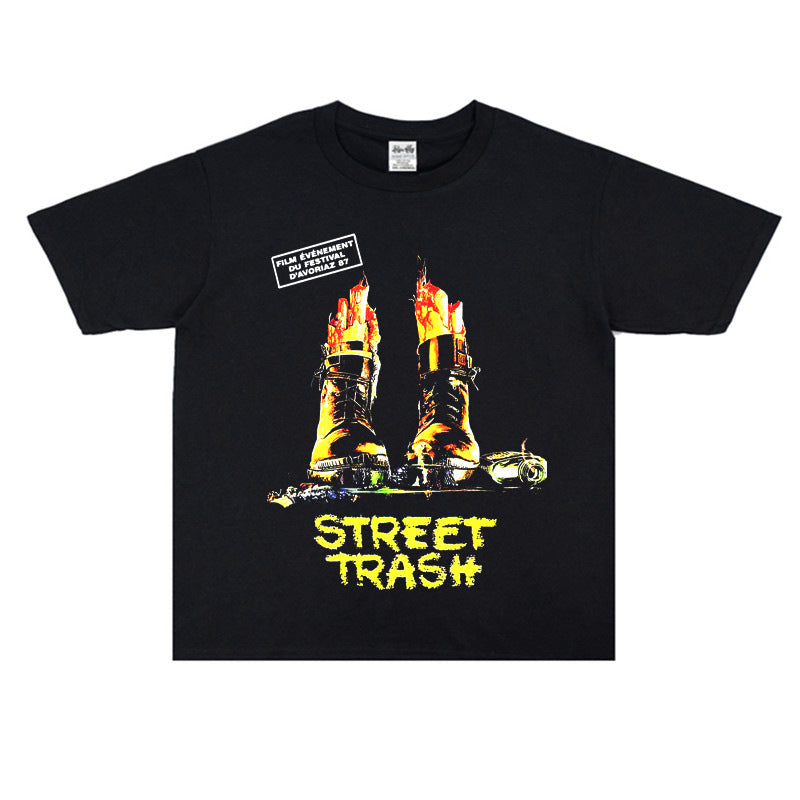 Film Star T Shirt Movie Garbage Street cotton loose short sleeve American retro trend T-shirt men