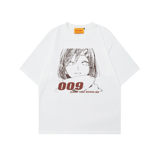 90s West Coast Hip Hop Fashion T Shirts Cartoon Anime Girl Loose Short Sleeve T-Shirt