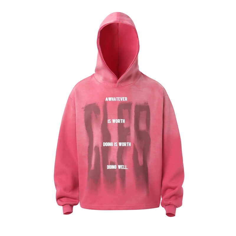 Streetwear Hoodie gradual change do old hooded sweater retro graffiti letter hoodie