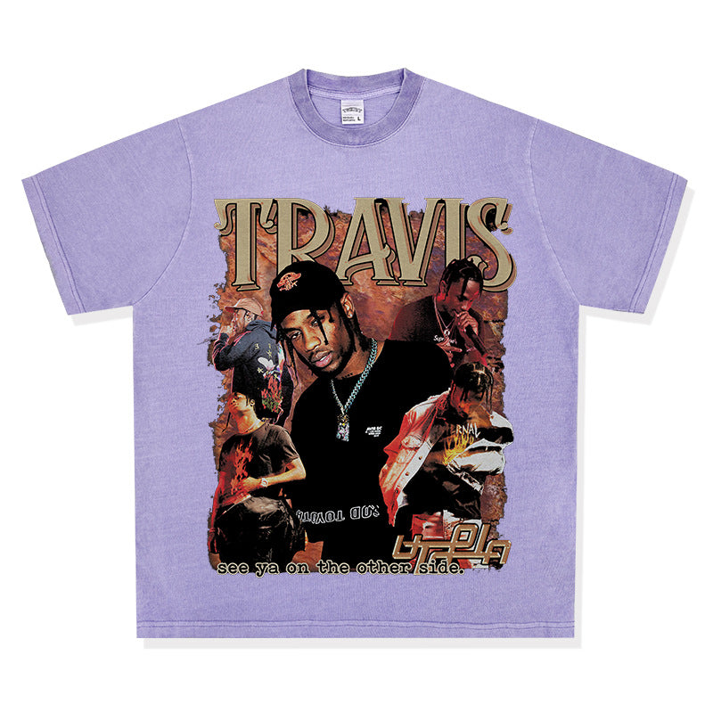 Cool t rapper vintage hip hop Travis print long sleeve short sleeve t-shirt Vintage