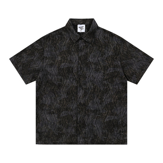 Hip Hop Shirts For Boys Short Sleeve Shirt Summer Lapel Button Up Shirt
