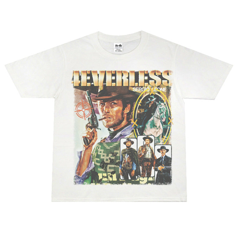Film Star T Shirt Cotton Short Sleeve Loose Retro Design T-shirt