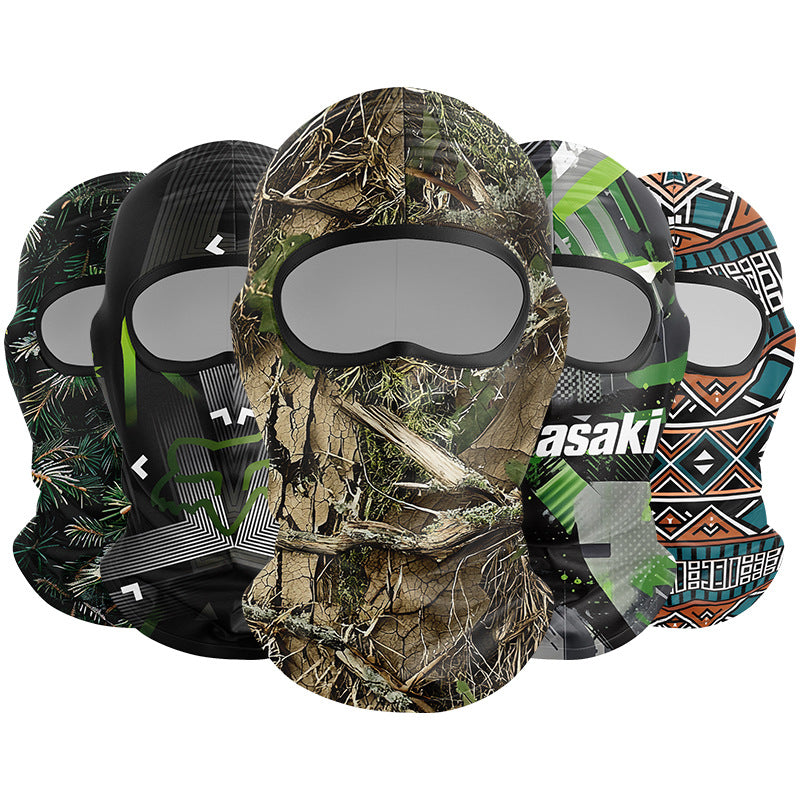 Cycling Windproof Hood Bionic Camouflage Printed Ice Silk Sunscreen Mask