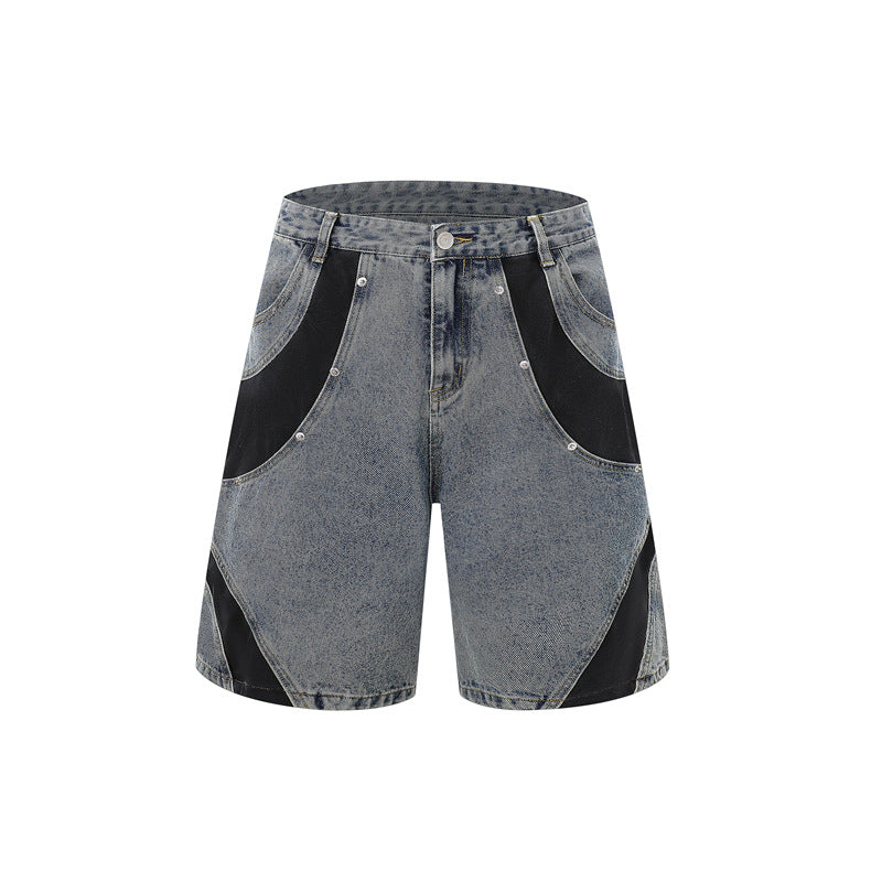 Stone Washed T shirt Retro Washed Short Sleeve Jeans Loose Casual