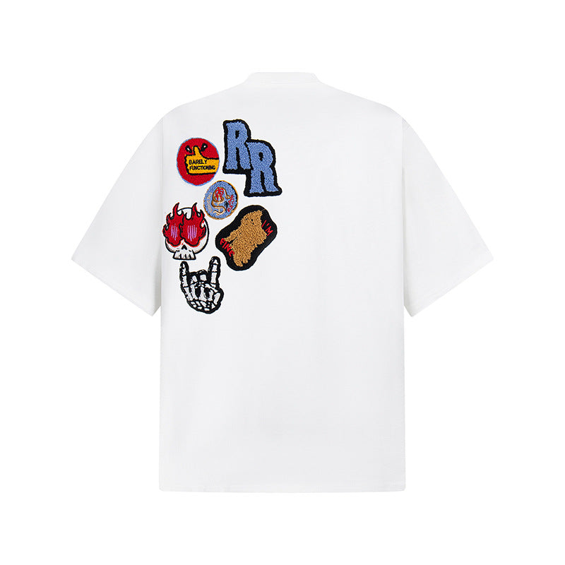 Hip Hop Clothes New York Embroidered T-Shirt Loose Short Sleeves