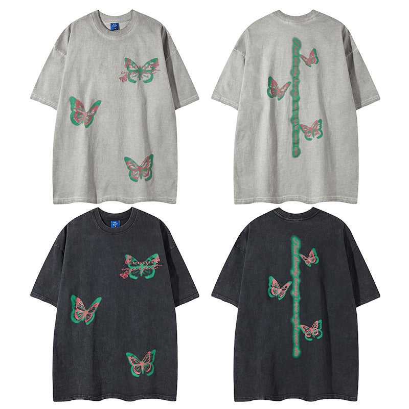 Nyc T Shirt Butterfly Crew Neck Short Sleeve T-Shirt Summer Loose Casual Top