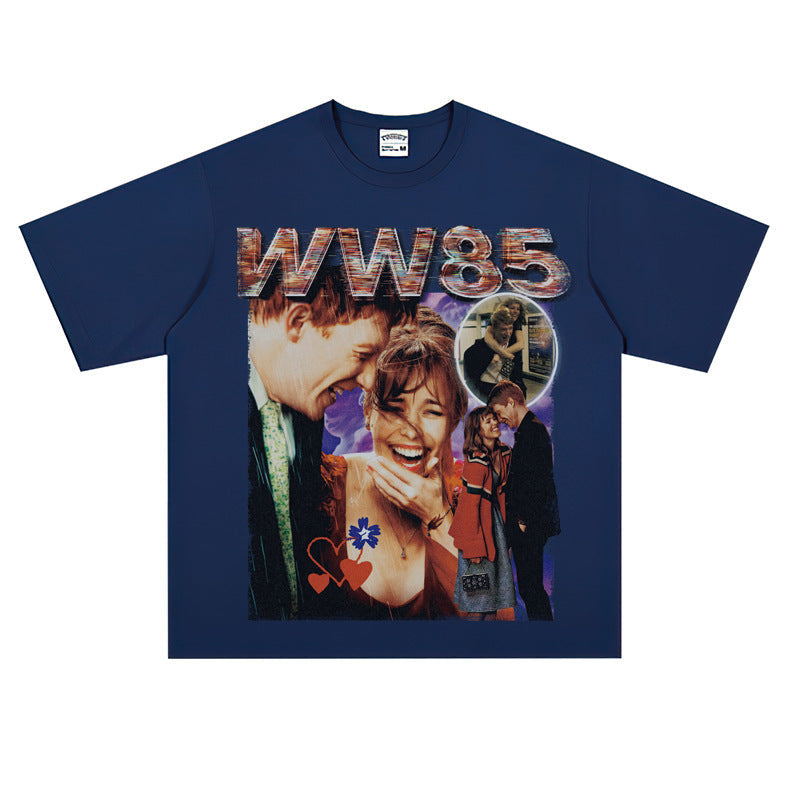 Film Star T Shirt Movie Space-Time Love Traveler Short Sleeve Loose Retro Printed T-shirt Men and Women