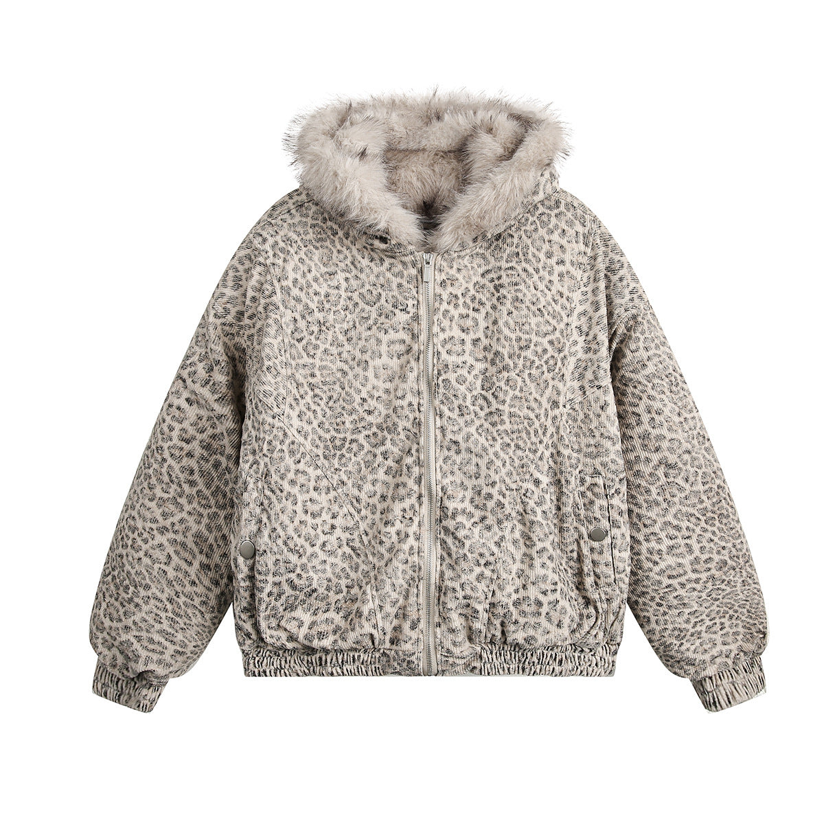 Unisex Down Jacket Men's Winter Leopard Print Padded Cotton Warm Padded Jacket