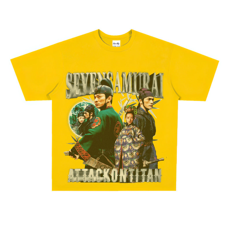 Film Star T Shirt Movie All-around Ambush Loose Retro Street Cotton Personality round Neck T-shirt Men and Women