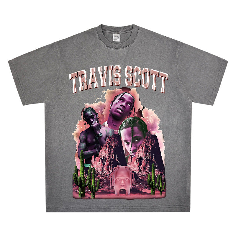 Cool t rapper travis scott print short sleeve t-shirt