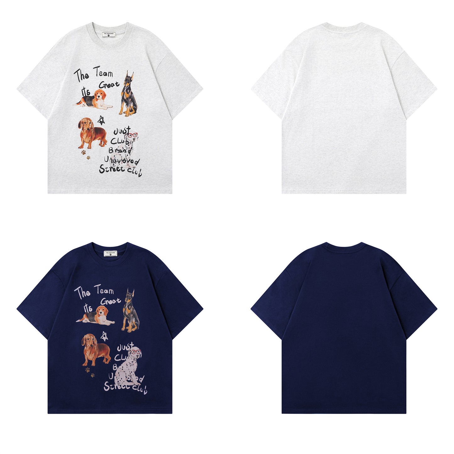 Vintage tarz t shirt summer puppy print crew neck short sleeve t-shirt