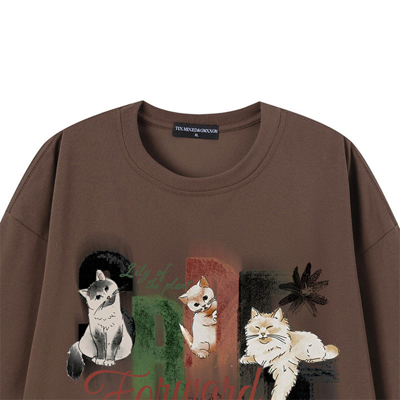 Camisetas streetwear Summer Vintage Pussy Casual Loose Short Sleeve T-Shirt