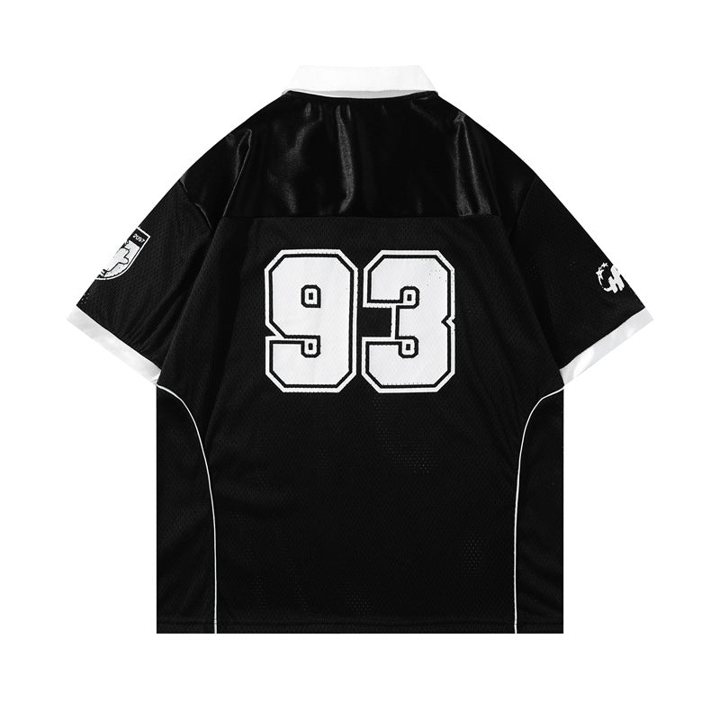 Y2K mens shirt retro V-neck casual t-shirt