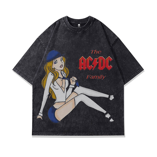 Ropa Vintage Hombre Cartoon Printed Couple Short Sleeve T-Shirt