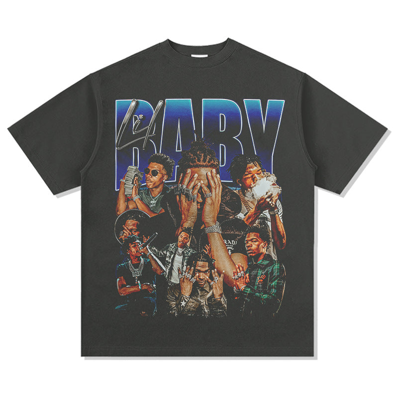 Outfit streetwear hip hop Lil Babe Lil Baby print short sleeve t-shirt