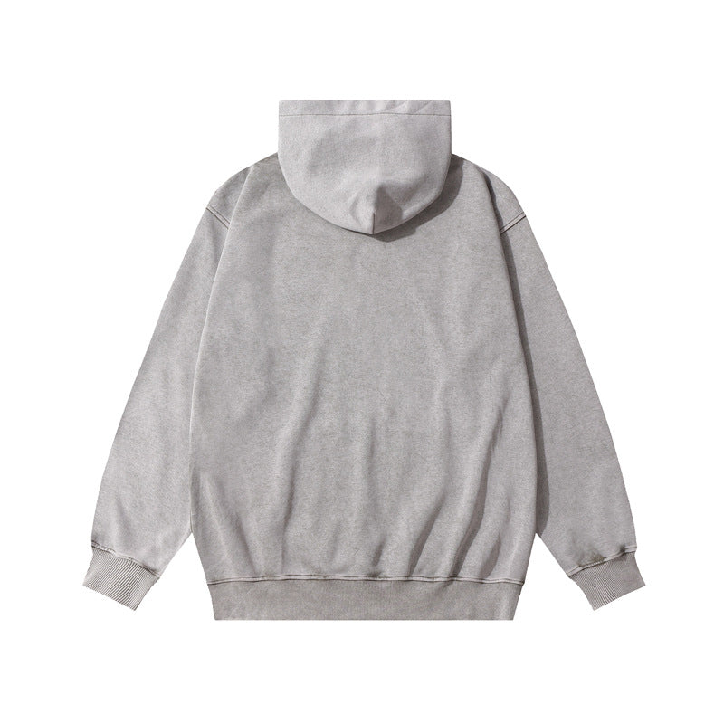 Streetwear Hoodie Vintage Washed Old Alphabet Hooded Sweater Hip Hop Loose Hoodie