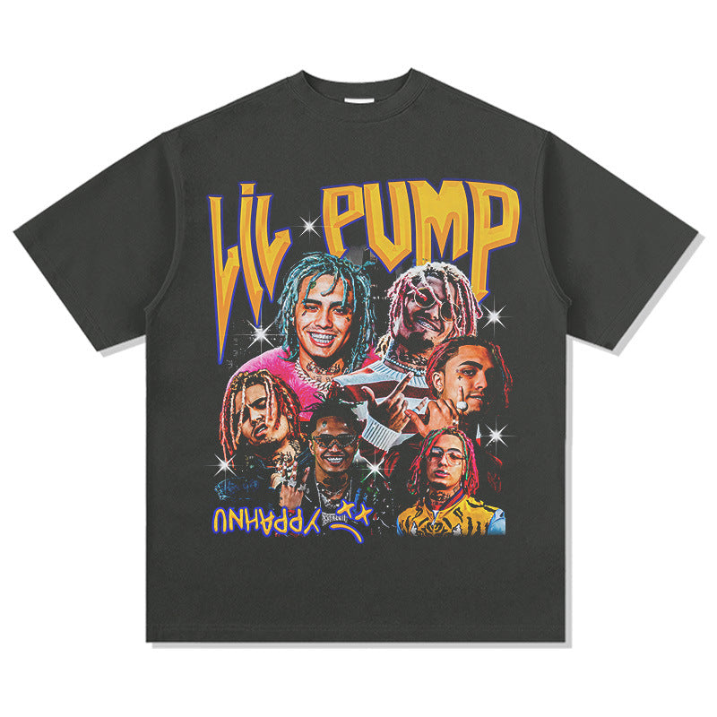 Outfit streetwear vintage hip hop Lil Pump print short sleeve t-shirt