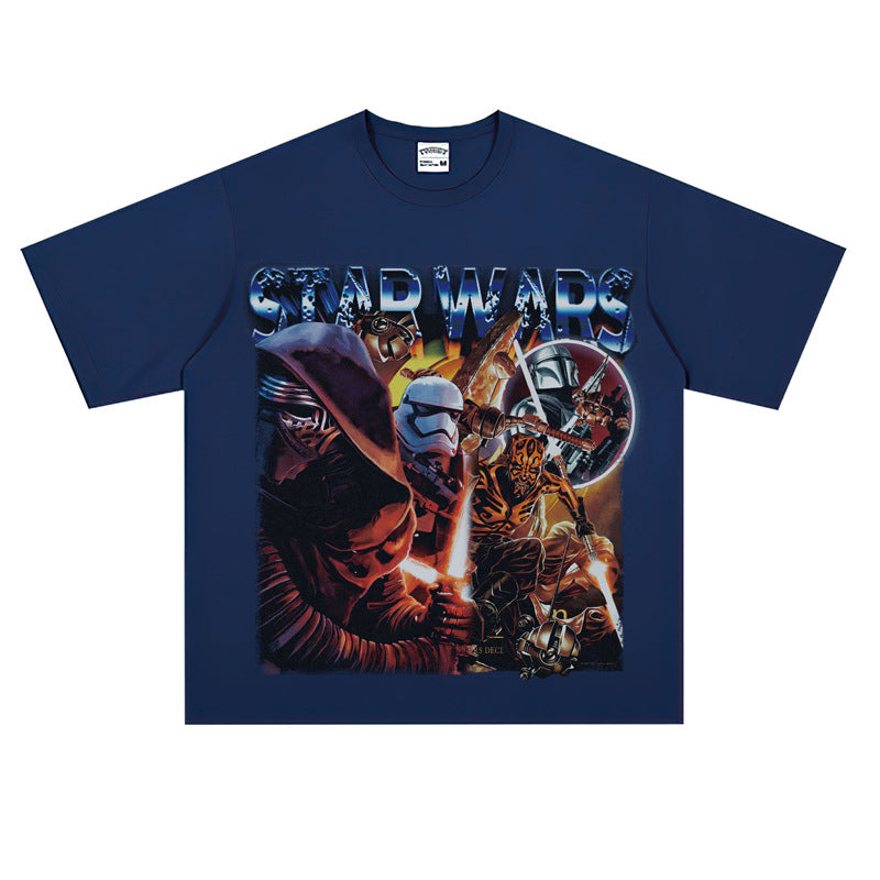 Film Star T Shirt European and American Classic Star Wars Movie Short Sleeve Loose Retro T-shirt