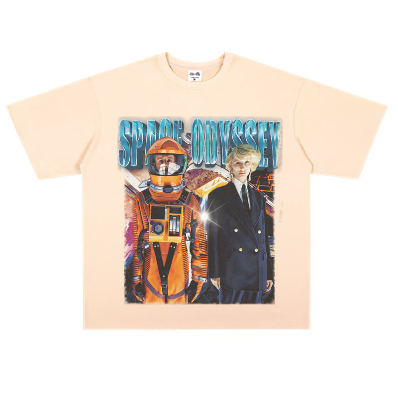 Film Star T Shirt Movie 2001 Space Roaming Printing Personalized Cotton Short Sleeve Loose round Neck Retro T-shirt