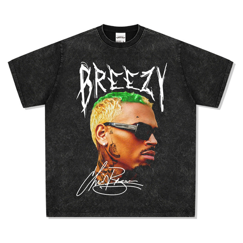 New york hip hop shop vintage brown, print short sleeve t-shirt