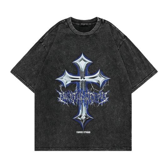 60s Style T Shirts Summer T-Shirt Short Sleeve Lightning Print
