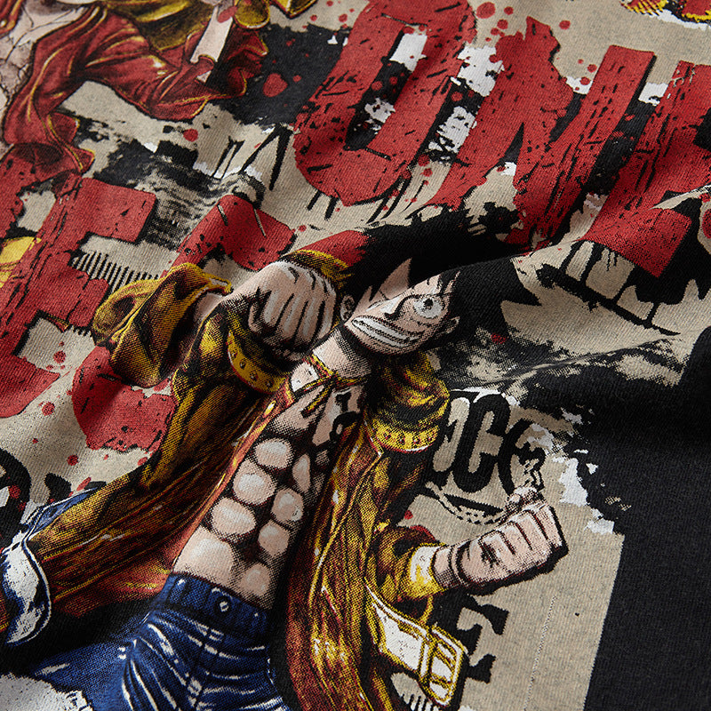 Nyc T Shirt Cartoon Luffy Printed Short Sleeve T-Shirt Loose Top