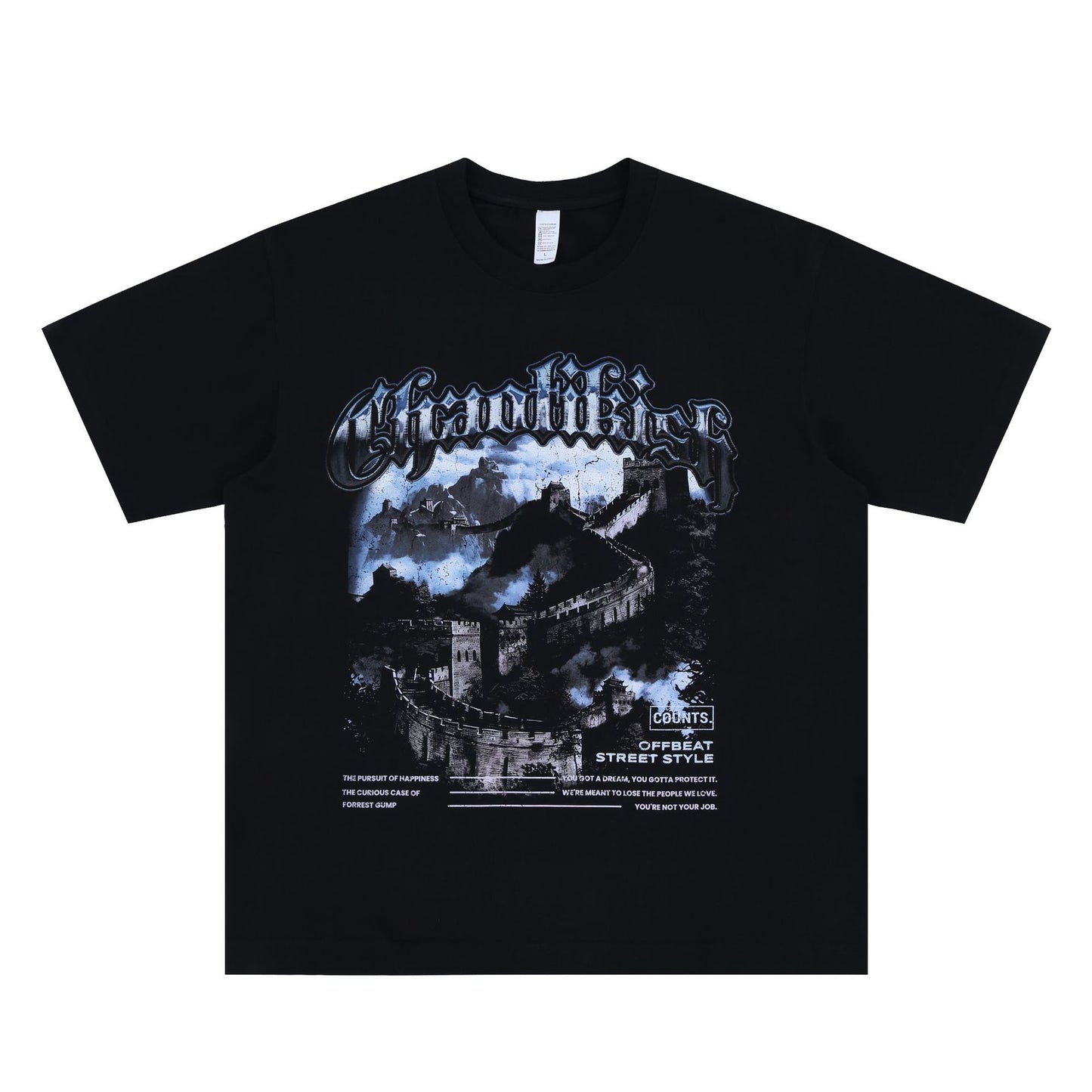 Vic Streetwear Great Wall Print Summer Casual Short Sleeve T-Shirt