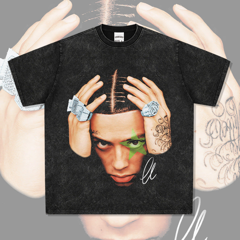 New york hip hop shop vintage hip hop Central Cee Sachushi print short sleeve t-shirt