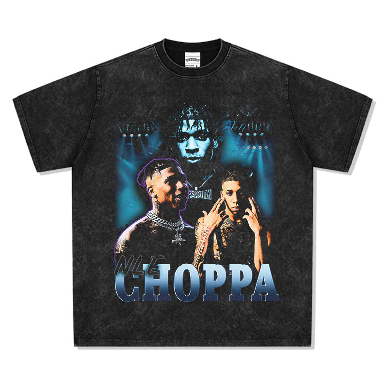 Marcas streetwear usa vintage hip hop NLECHOPPA print short sleeve t-shirt
