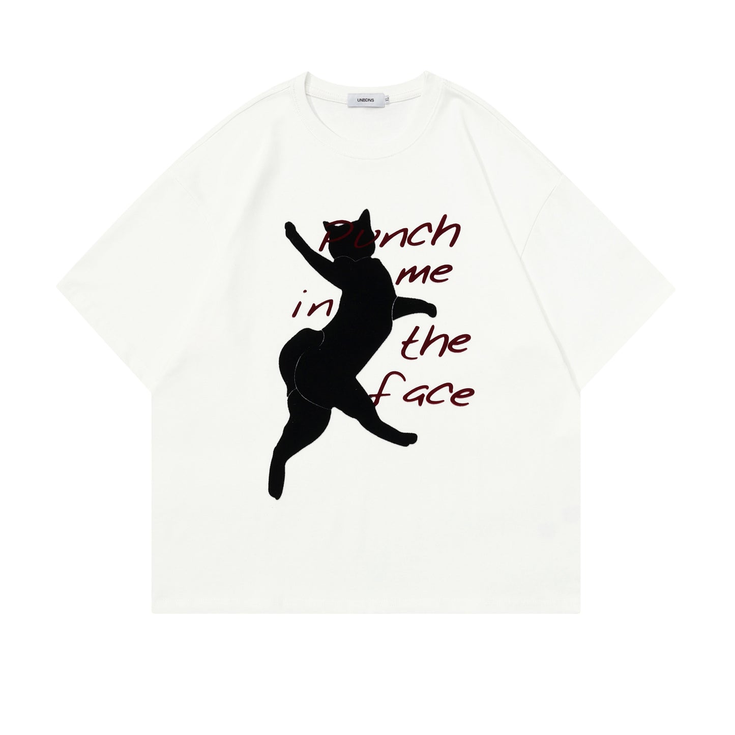 Unisex T-shirts Summer Towel Embroidered Cat Men's Loose Short Sleeve T-Shirt