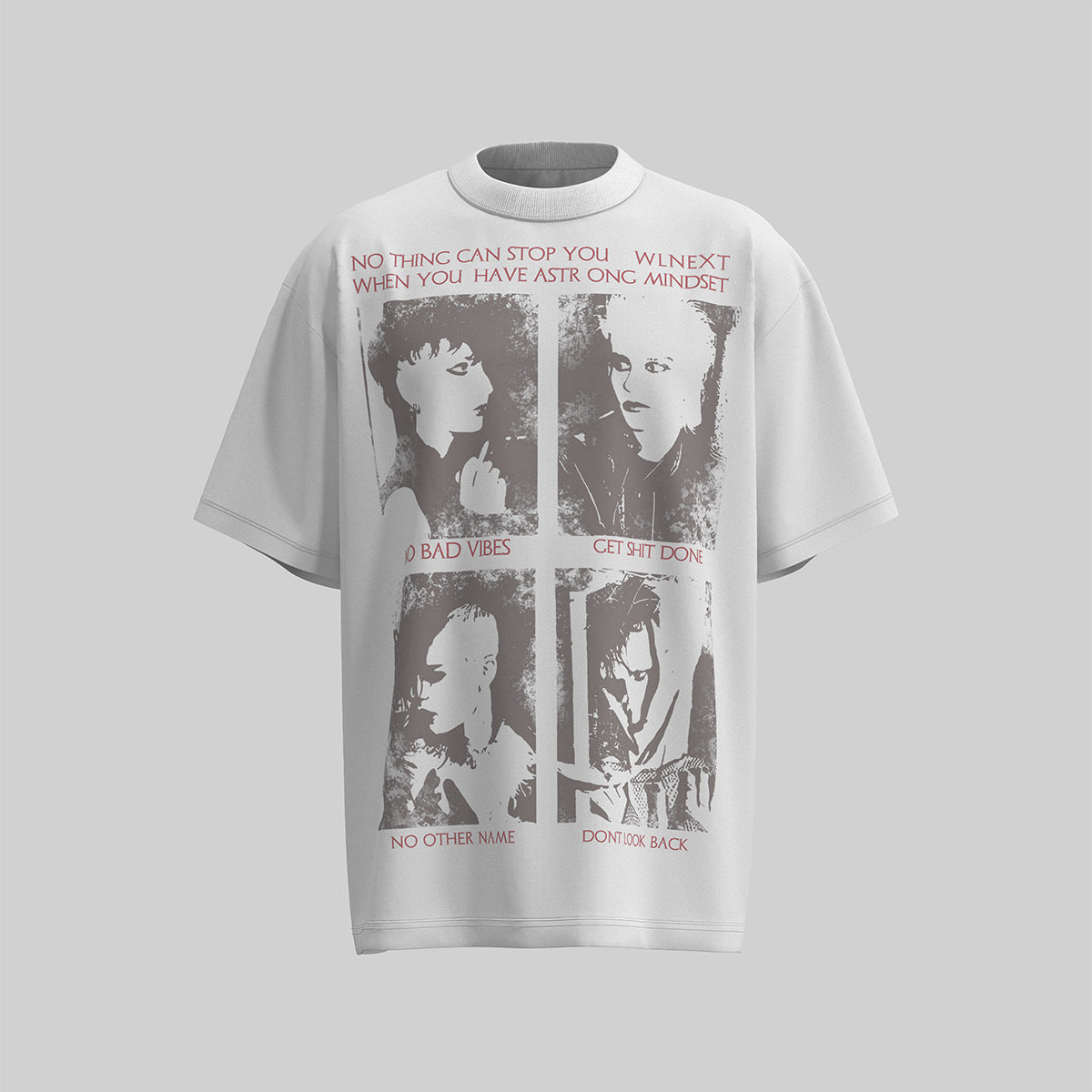 Hustle vintage summer hip hop character print t-shirt short sleeve