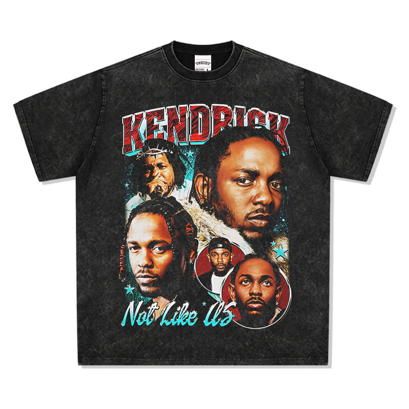 Cool t rapper hip hop kendrick kung fu kenny print short sleeve t-shirt